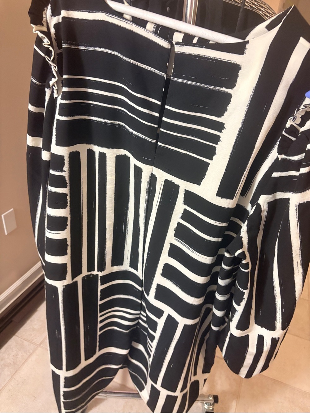 Eloquii Black and White Brushstroke Stripe Dress